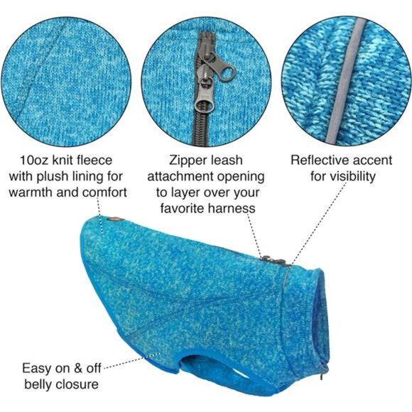 "Fleece-Lined Pug Sweater with Harness Zipper & Adjustable Fit" - Picture 2 of 7